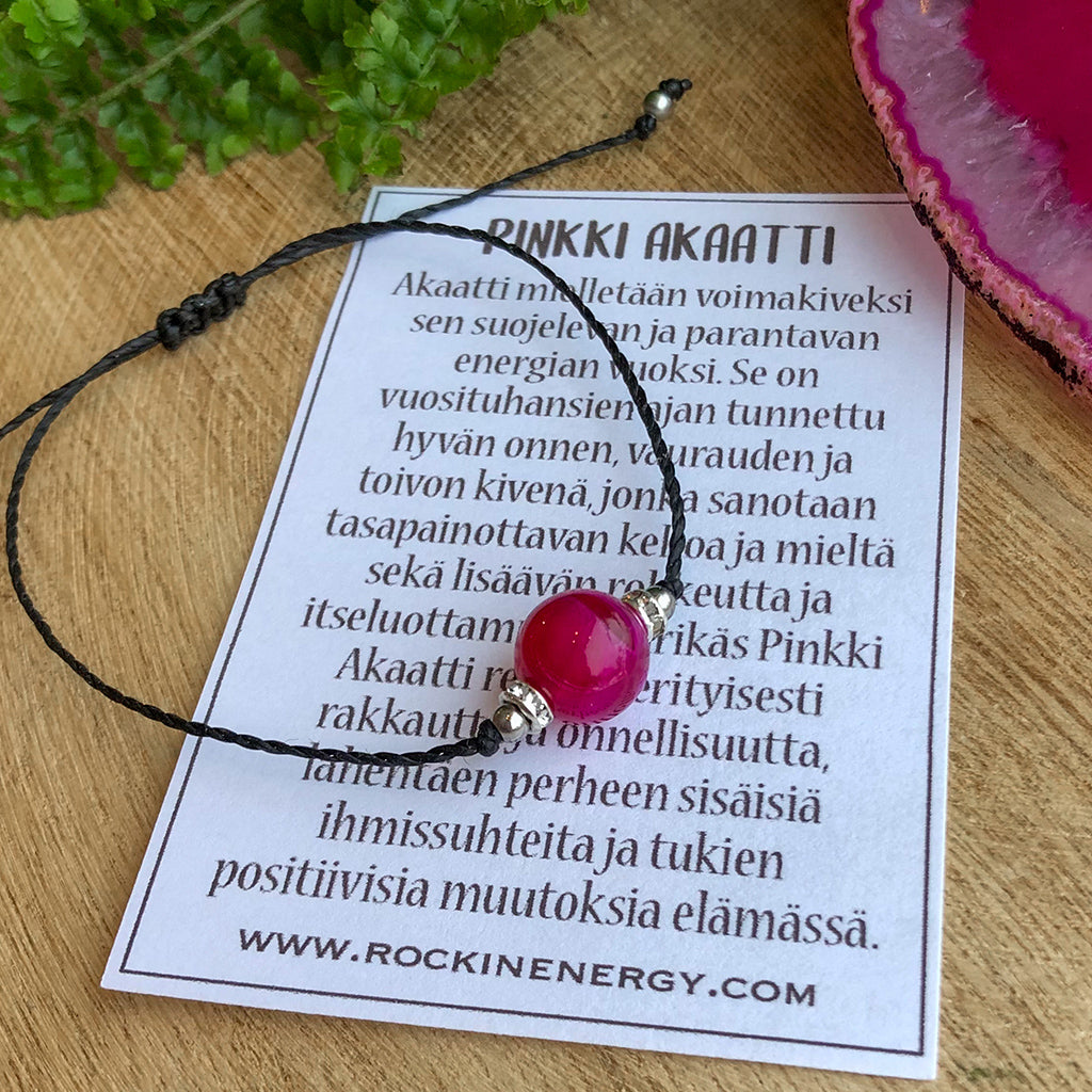 Säädettävä Rannekoru - Pinkki Akaatti