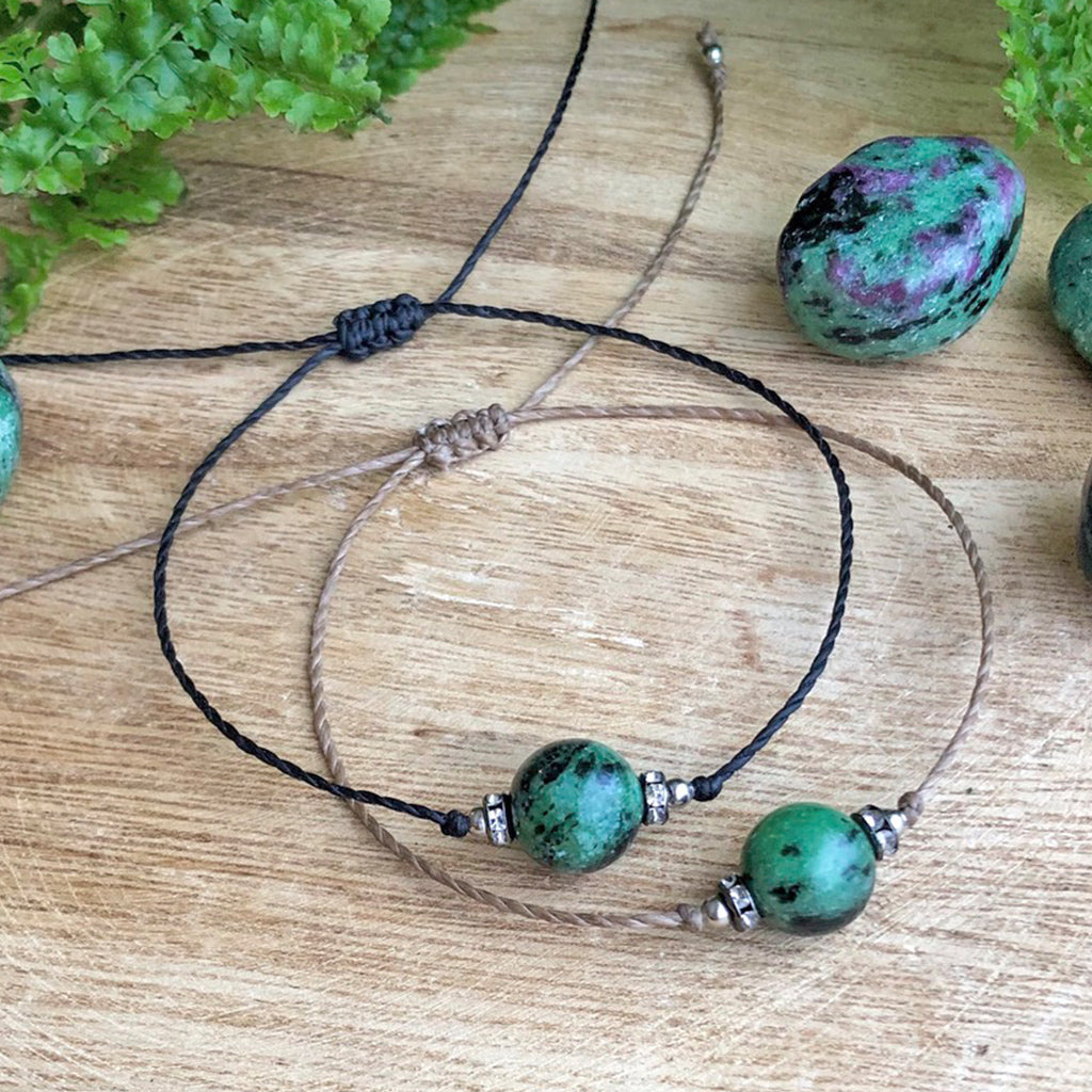 Säädettävä Rannekoru - Rubiini Zoisiitti