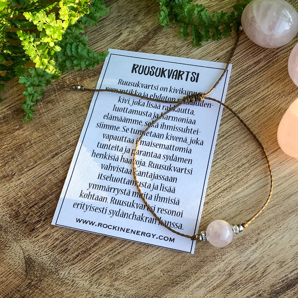 Säädettävä Rannekoru - Ruusukvartsi