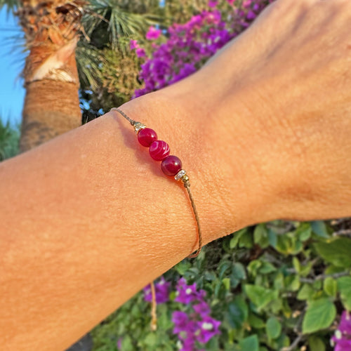 Säädettävä Rannekoru - Pinkki Akaatti