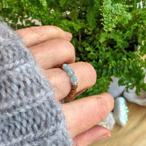 Sormus - Akvamariini x Santelipuu