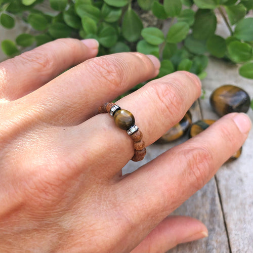 Sormus - Tiikerinsilmä x Santelipuu