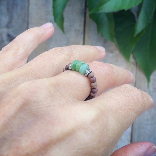 Sormus - Krysopraasi x Kookospuu